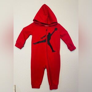 Jordan Baby Jumpman Red Hooded Coverall Bodysuit SZ 12 Mo